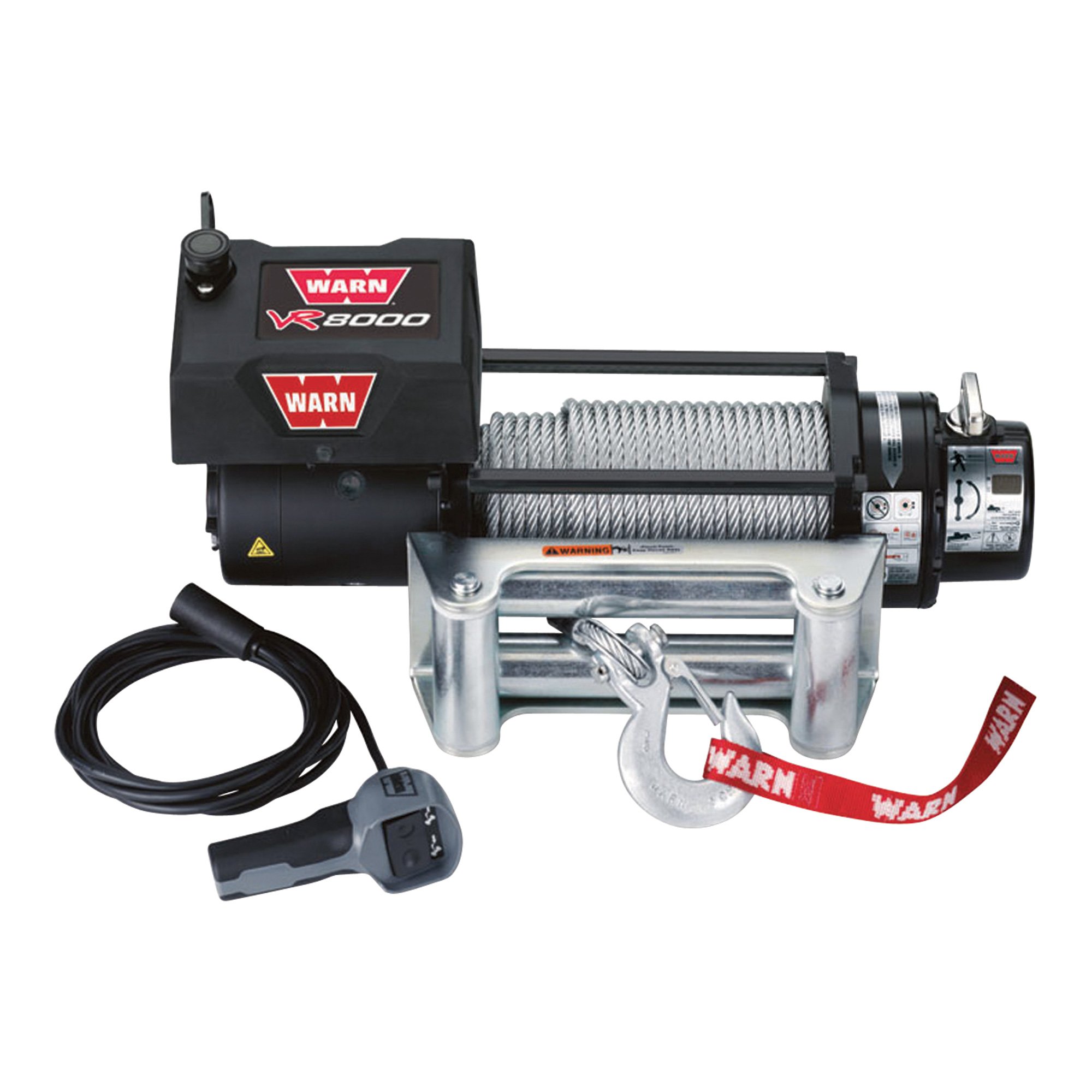 WARN 12 Volt DC Powered Electric Truck Winch — 8000-Lb. Pulling Capacity, Galvanized Steel Rope, Model# VR8000